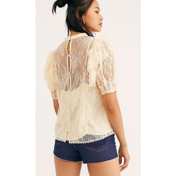 NEW Free People Secret Admirer Lace Blouse Top $98 - Picture 9 of 10